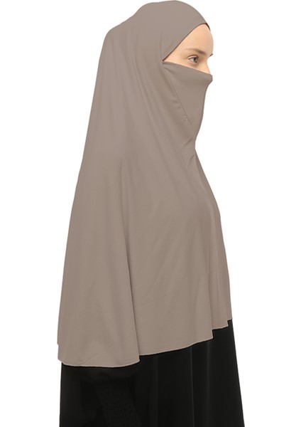 Hazır Türban Peçeli Pratik Eşarp Tesettür Nikaplı Hijab - Namaz Örtüsü Sufle (3Xl) - Açık Vizon fırsatları