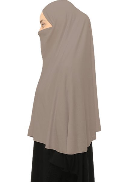 Hazır Türban Peçeli Pratik Eşarp Tesettür Nikaplı Hijab - Namaz Örtüsü Sufle (3Xl) - Açık Vizon indirimleri