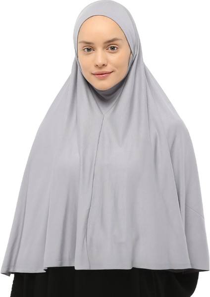 Hazır Türban Peçeli Pratik Eşarp Tesettür Nikaplı Hijab - Namaz Örtüsü Sufle (3Xl) - Gri