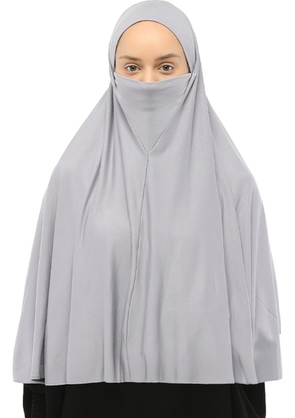 Hazır Türban Peçeli Pratik Eşarp Tesettür Nikaplı Hijab - Namaz Örtüsü Sufle (3Xl) - Gri fiyatları