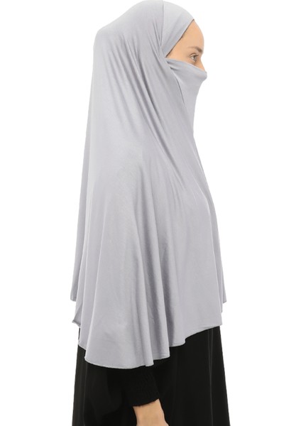 Hazır Türban Peçeli Pratik Eşarp Tesettür Nikaplı Hijab - Namaz Örtüsü Sufle (3Xl) - Gri indirimleri