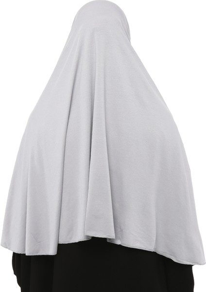 Hazır Türban Peçeli Pratik Eşarp Tesettür Nikaplı Hijab - Namaz Örtüsü Sufle (3Xl) - Gri