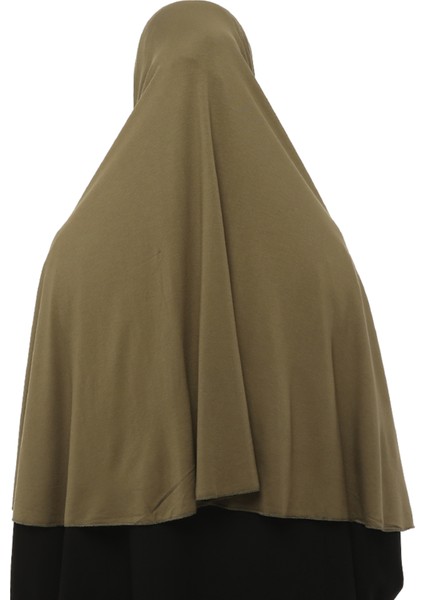 Hazır Türban Peçeli Pratik Eşarp Tesettür Nikaplı Hijab - Namaz Örtüsü Sufle (3Xl) - Haki