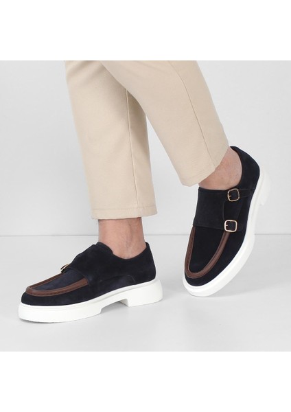 Erkek Lacivert Çift Tokalı Süet Deri Günlük Ayakkabı fiyatları