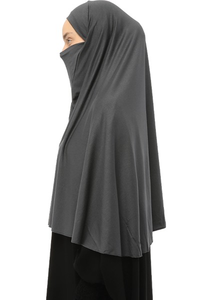 Hazır Türban Peçeli Pratik Eşarp Tesettür Nikaplı Hijab - Namaz Örtüsü Sufle (3Xl) - Füme fırsatları