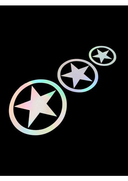 3'lü Yıldız Oto Sticker Hologramlı 20X8CM