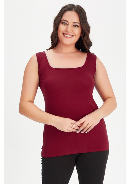 Kare Yaka Kalın Askılı Atlet Bluz