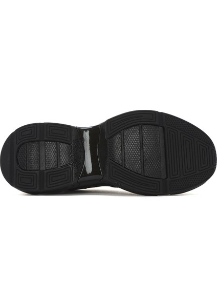 Erkek Siyah Bağcıklı Kalın Tabanlı Kumaş Sneaker 25SFD69416F
