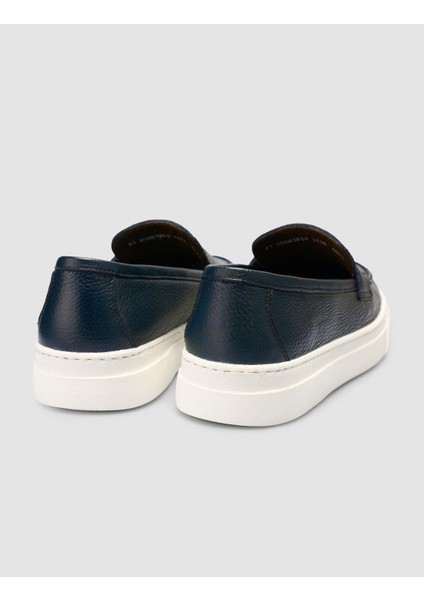 %100 Hakiki Deri Lacivert Bantlı Erkek Loafer modelleri