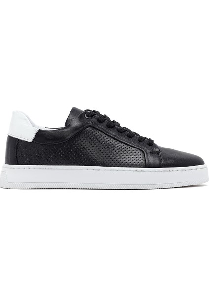 Erkek Siyah Bağcıklı Deri Sneaker 25SFD750918