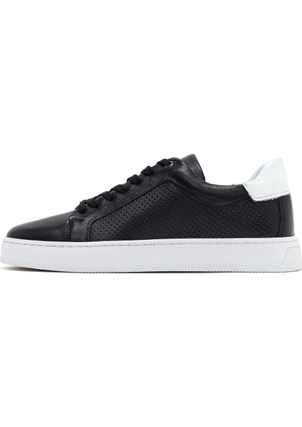 Erkek Siyah Bağcıklı Deri Sneaker 25SFD750918
