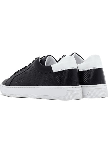 Erkek Siyah Bağcıklı Deri Sneaker 25SFD750918