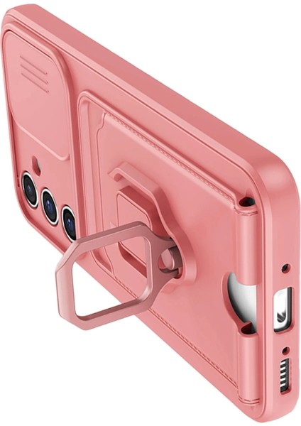 Samsung Galaxy A54 5g Kılıf Zuma Kartvizitli Yüzüklü Silikon - Pembe Bstmy