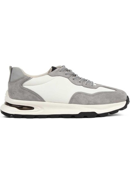 Erkek Gri Bağcıklı Süet Deri Sneaker