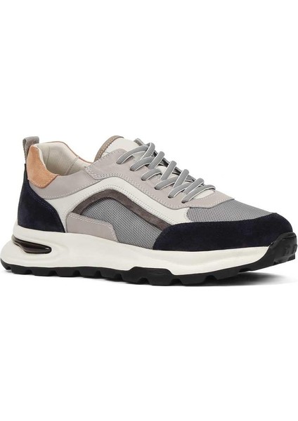 Erkek Gri Lacivert Bağcıklı Süet Deri Sneaker modelleri