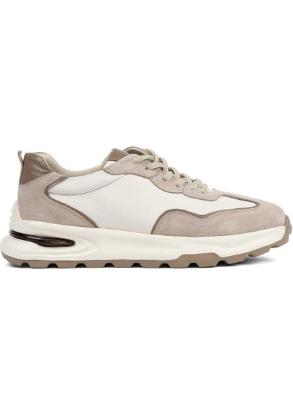 Erkek Bej Bağcıklı Süet Deri Sneaker