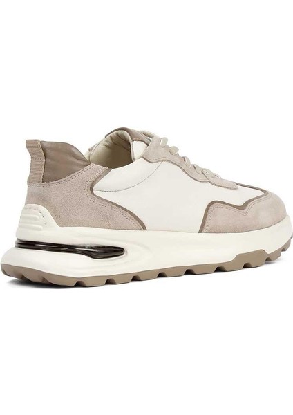 Erkek Bej Bağcıklı Süet Deri Sneaker
