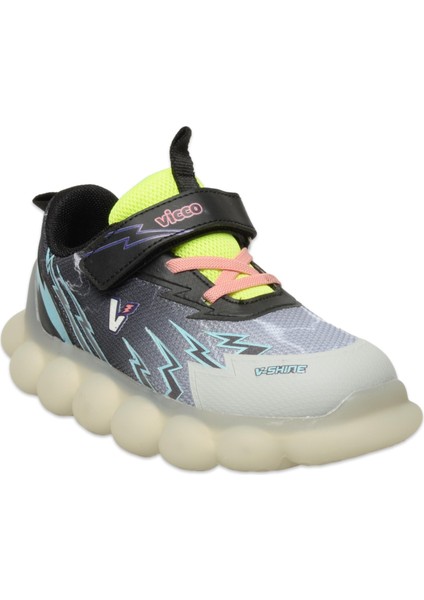 346.P25Y.214 Flash Patik Işıklı Phylon Siyah-Beyaz Erkek Çocuk Spor Ayakkabı