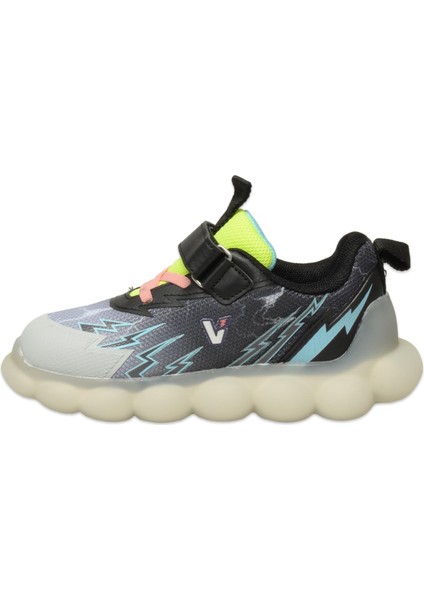346.P25Y.214 Flash Patik Işıklı Phylon Siyah-Beyaz Erkek Çocuk Spor Ayakkabı