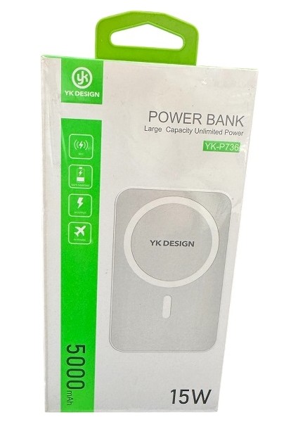 P736 Wireless Magnetic Magsafe Powerbank Kablosuz 15W 5000 Mah fırsatları