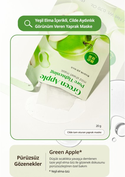 Yeşil Elma Içerikli Yaprak Maske Goodal Green Apple Pore Tightening Mild Sheet Mask