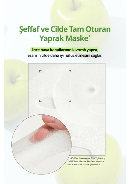 Yeşil Elma Içerikli Yaprak Maske Goodal Green Apple Pore Tightening Mild Sheet Mask