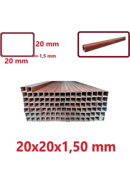 Boyalı (2mt) 20 x 20 x 1,5 mm Kutu Profil Boru Metal 20X20X1,5 Demir