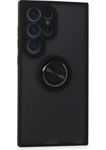 Samsung Galaxy S24 Ultra Kılıf Montreal Yüzüklü Silikon Kapak - Siyah Bstmy