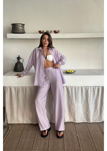 Gömlek - Pantolon Takım - Lila