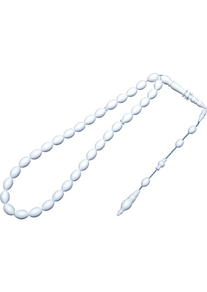 Beyzi Kesim Beyaz Corian Mermer Tesbih (12X8 Mm)