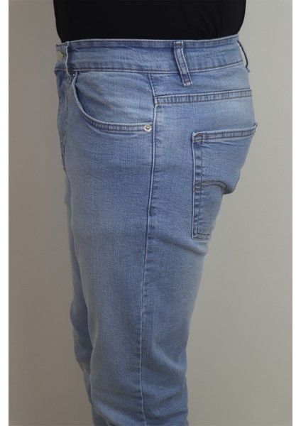 Fistan Store Erkek Buz Mavisi Yüksek Bel Rahat Kesim Boru Paça Jean Pantolon modelleri