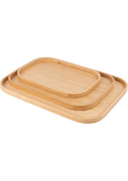 Doğal Bambu 3'lü Çay ve Sunum Tepsisi Seti – Modern ve Şık Tasarım 33X22 & 40X28 & 46X35 cm fiyatları