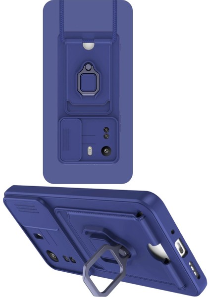 Xiaomi Redmi 13C Kılıf Zuma Kartvizitli Yüzüklü Silikon - Lacivert Bstmy