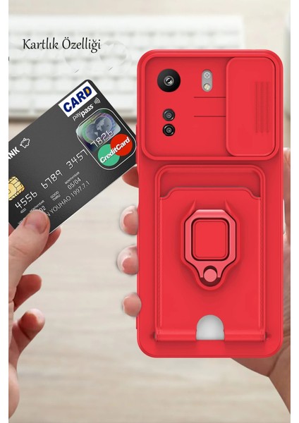 Xiaomi Redmi 13C Kılıf Zuma Kartvizitli Yüzüklü Silikon - Lacivert Bstmy