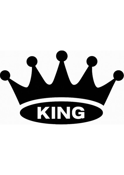Kral Tacı King Yazılı Oto Sticker Siyah 19X11CM