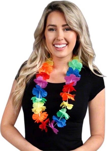 Hawaii Çiçekli Boyun Kolyesi - Renkli Tropikal Parti Leisi