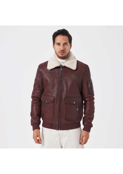 Kahve Deri-Kürk Erkek Deri Mont - E23KDM310496-R4W