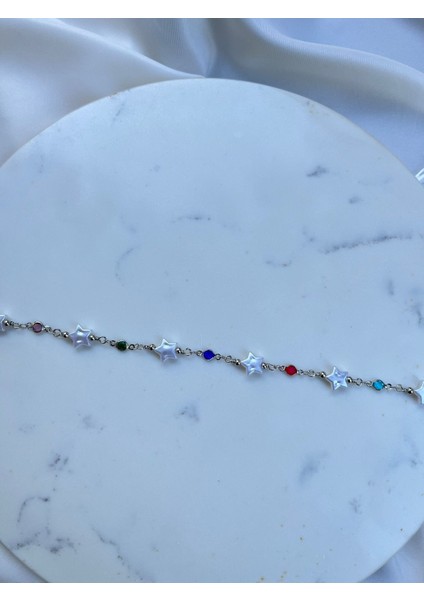 Gold Zincir Gümüş Yıldız Motifli Kadın Halhal Yazlık Halhal Abiye Halhal Vintage Halhal