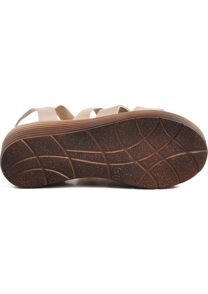 Bej Cırtlı Topuklu Kadın Sandalet T-001 Z indirimleri