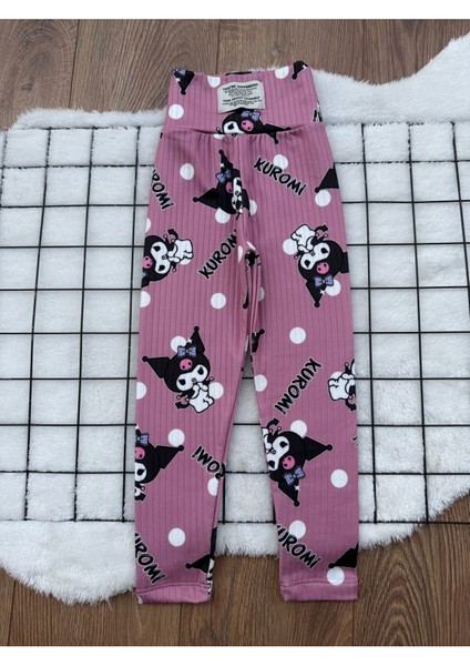 Kuromi Baskılı Kışlık Şardonlu Çocuk Tayt
