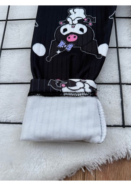 Kuromi Baskılı Kışlık Şardonlu Çocuk Tayt modelleri