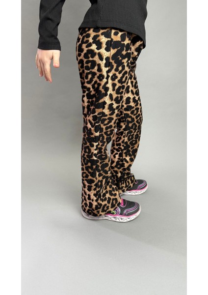 Leopar Desenli Ispanyol Paça Mevsimlik Tayt Pantolon