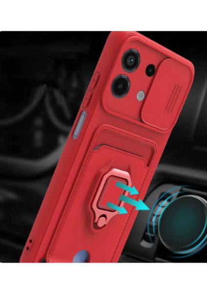 Xiaomi Redmi Note 13 4g Kılıf Zuma Kartvizitli Yüzüklü Silikon - Siyah Bstmy