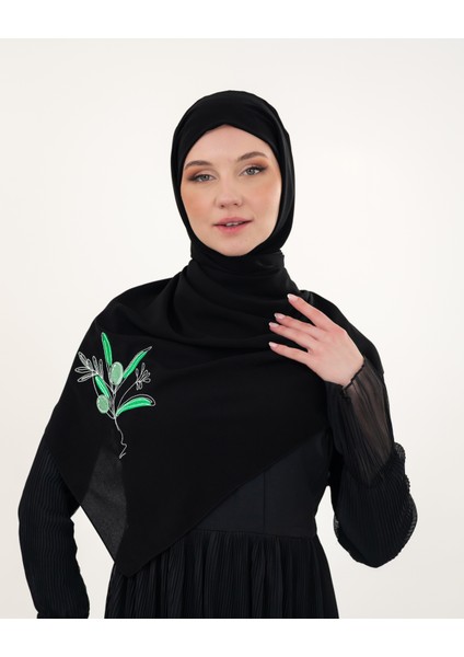 Polyster Siyah Rengi Şal Filistin Zaytin Dalı Renkli Nakışlı S100034 fiyatları