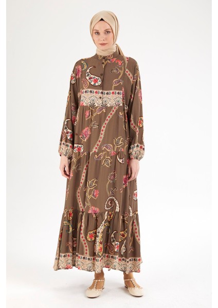 Desenli Elbise-Haki 25YT949