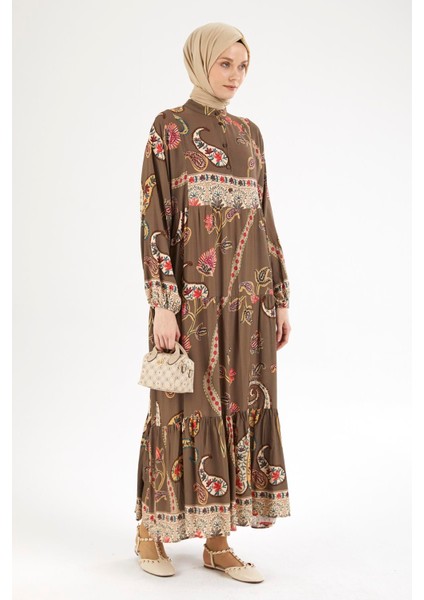 Desenli Elbise-Haki 25YT949