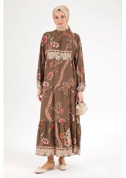 Desenli Elbise-Haki 25YT949