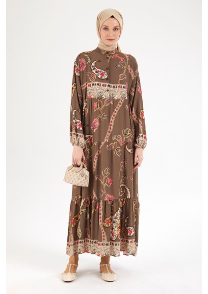 Desenli Elbise-Haki 25YT949