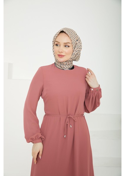 Etek Ucu Tül Desenli Fermuarlı ELBISE-PINK-25YT924 fırsatları