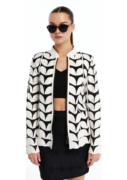 Kadın Yaprak Desen Hakiki Deri Ceket modelleri